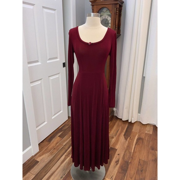 Betsey Johnson Dresses & Skirts - vintage Betsey Johnson early 90s slinky dress maxi burgundy Women large Tie Back